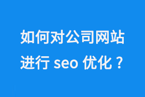 如何對公司網(wǎng)站進行seo優(yōu)化